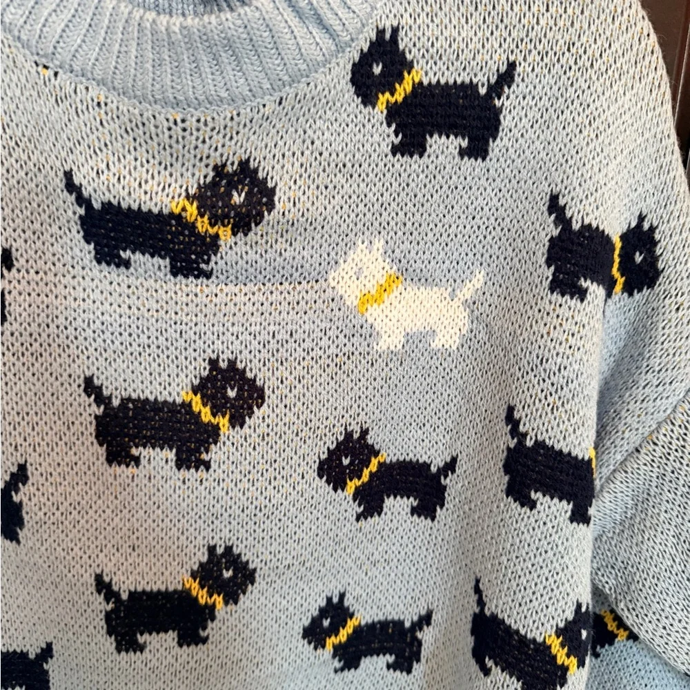Netflix Stranger Things Scottie Dog Blue Sweater Erica No Boundaries 80s Retro - Picture 4 of 11